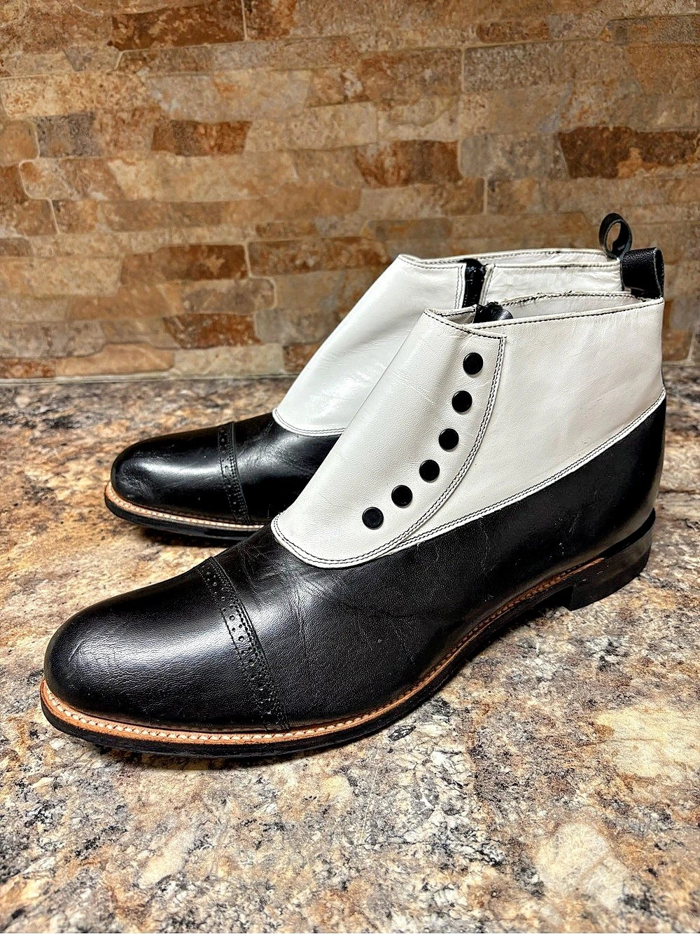 Stacy Adams Madison BLK & White Spat Ankle Boot Micheal Jackson Size 13 D